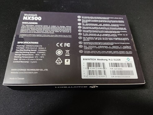 Biwintech NX500 512GB PCIe NVME M.2 SSD